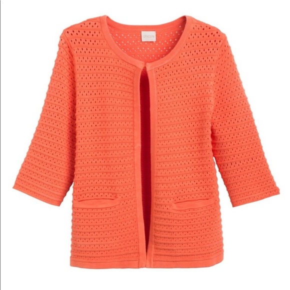 Chico’s | Celille Cardigan Size XL 3 Orange Knit - Picture 1 of 5